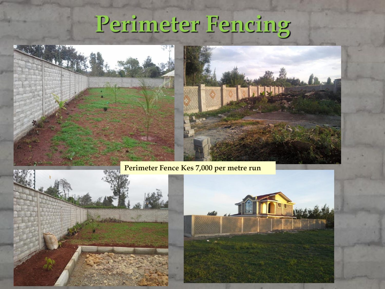 Precast perimeter fencing walls around residential plots